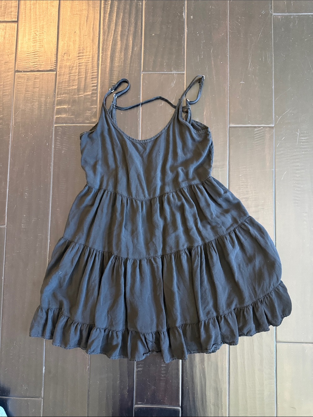 Brandy Melville Black Tiered Spaghetti-Strap mini Dress